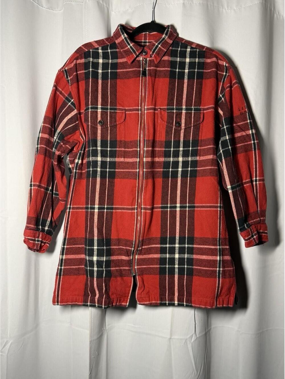 Lauren Ralph Lauren Quality Men’s Zip Up Flannel - Size XL Red Plaid Long Sleeve